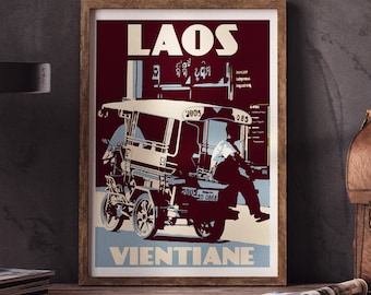 Laos Travel Poster | Lao Tuk Tuk print