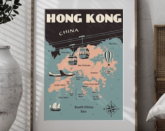 Hong Kong Vintage Map