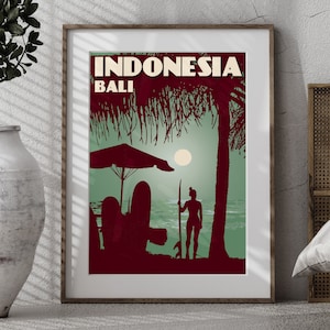 Affiche de l'Indonésie | Surfer sur la plage de Kuta à Bali