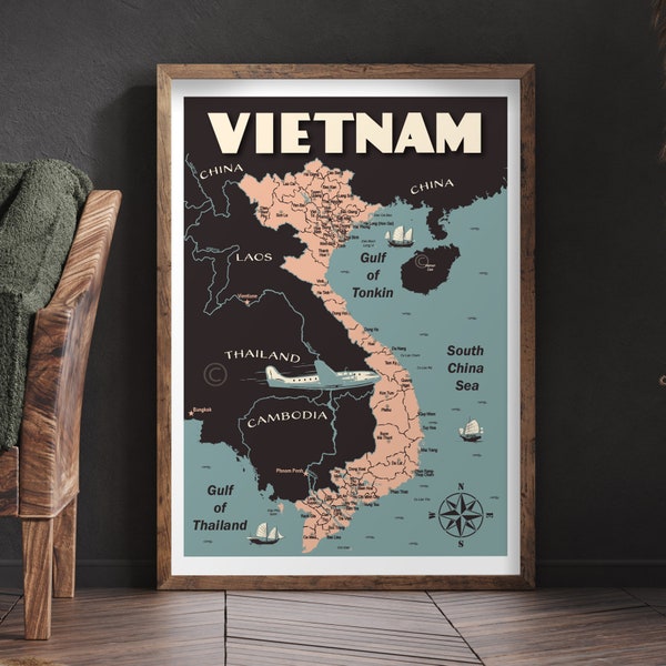 Carte Vintage du Vietnam