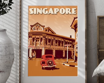 Singapore Vintage Poster - Joo Chiat Street in the old days