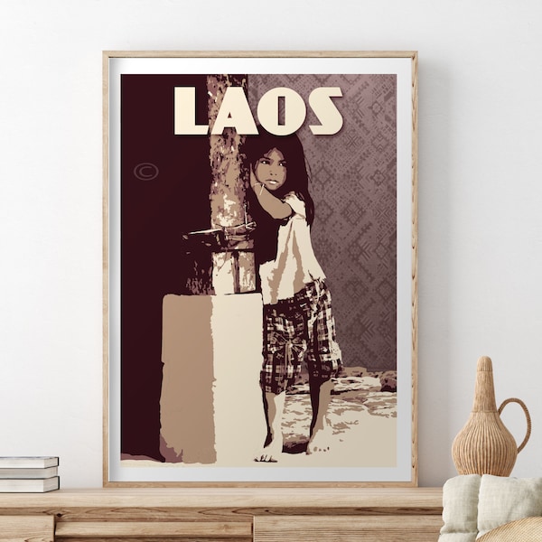 Affiche du Laos | Portrait d'une petite fille laotienne