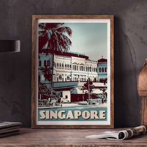 Póster vintage de Singapur: el Hotel Raffles en la antigüedad