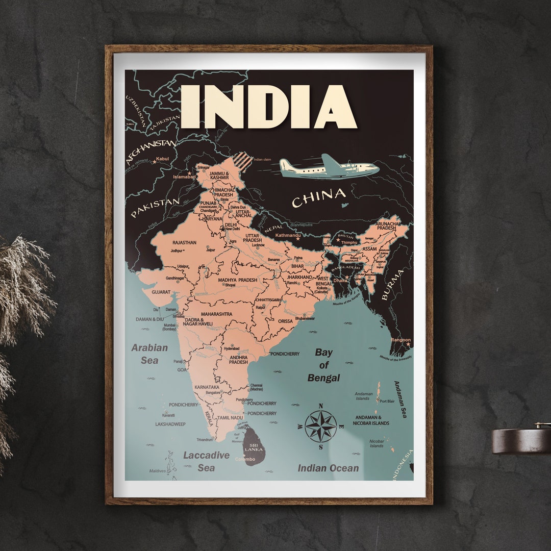 India Map Etsy India Map Etsy