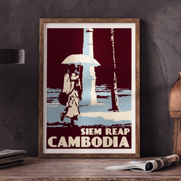 Cambodia Travel Poster | Buddhist Monk in Siem Reap Print