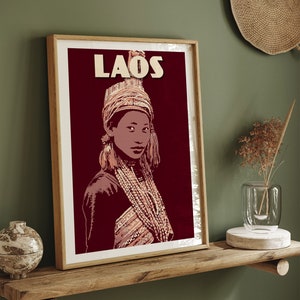 Laos Travel Poster | Lao Girl | Ethnie Lu Ma Northern Laos