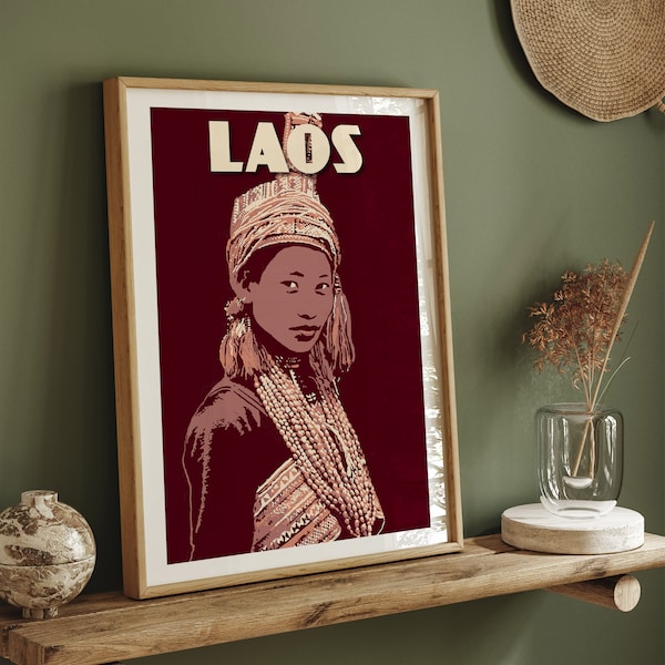 Affiche du Laos | Portrait Jeune fille laotienne | Ethnie Lu Ma du Nord du Laos