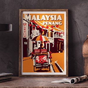 Poster de Malaisie | Cyclo-Pousse dans les rues de Penang