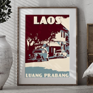 Laos Vintage Poster | Luang Prabang Print