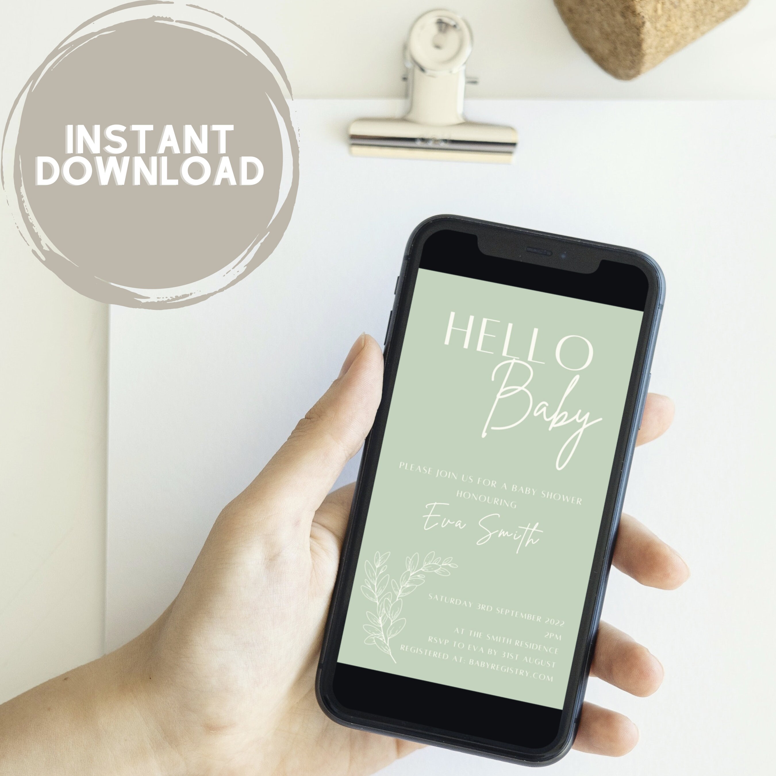 EDITABLE Baby Shower Digital Invitation Personalised Template.