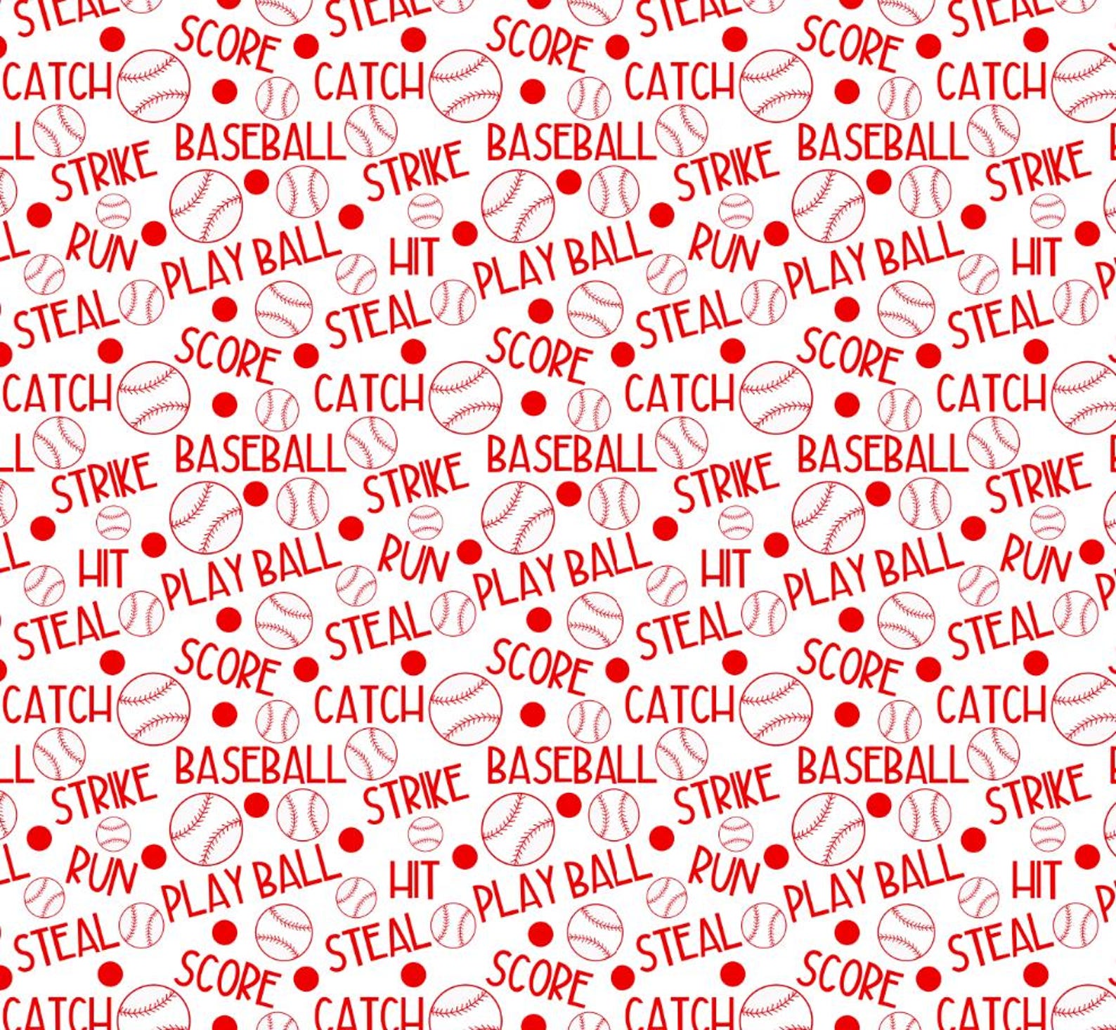 Baseball Sports Pattern Pure Cotton Fabric Kids Fabric Sold by Half ...