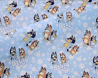 Bluey Stoff Blaue Hund Familie Stoff Baumwolle Cartoon Stoff Animation Stoff Halbe Meter