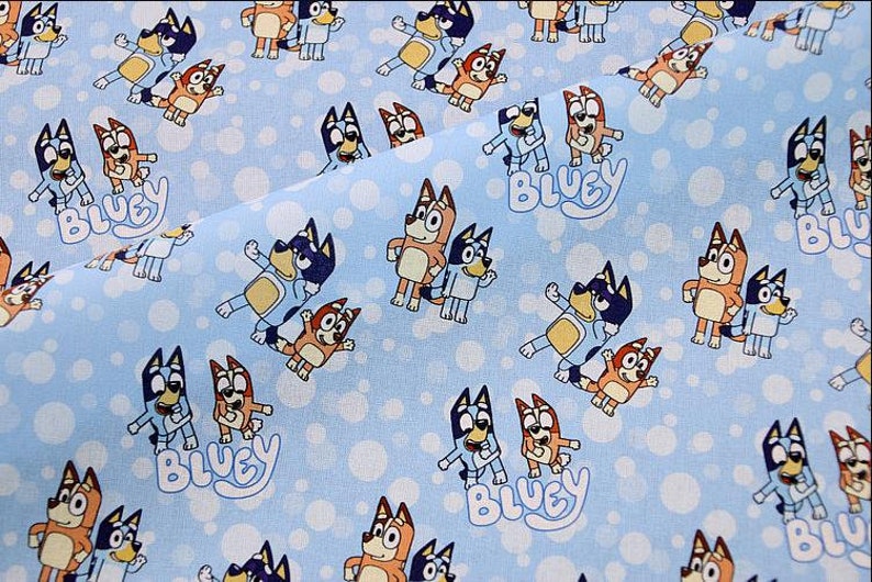 Bluey Fabric Blue Dog Family Fabric Cotton Cartoon Fabric Animation Fabric by the Half Yard Etsy
