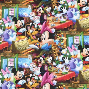 Mickey Minnie Mouse Fabric Donald Duck Goofy Fabric Cotton Cartoon Fabric Animation Fabric By the Half Yard