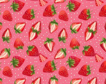 Strawberry Pattern Cotton Fabric Fabric By the Half Yard
