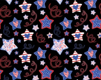 USA Stars and Hearts Pure Cotton Fabric Stars America Cotton Fabric By The Half Yard