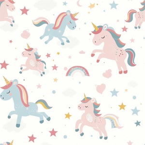 Cute unicorn cotton fabric cartoon printed fabric soft children's fabric DIY fabric