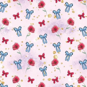 Flower Bow Pure Cotton Fabric,Pure Cotton Fabric, Cartoon Fabric,Quilt Fabric,Sold By Half Yard