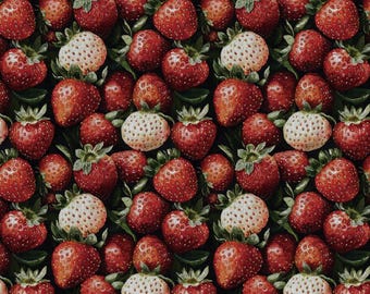 Pixel Style Strawberry Pattern Fabric 100% Pure Cotton Fabric By The Half Yard