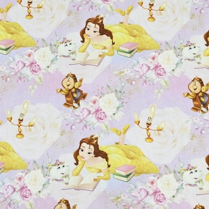 Disney Piękna i Bestia Tkanina Księżniczka Bella Tkanina Bawełniana Tkanina z kreskówek Tkanina animacyjna Na pół jarda
