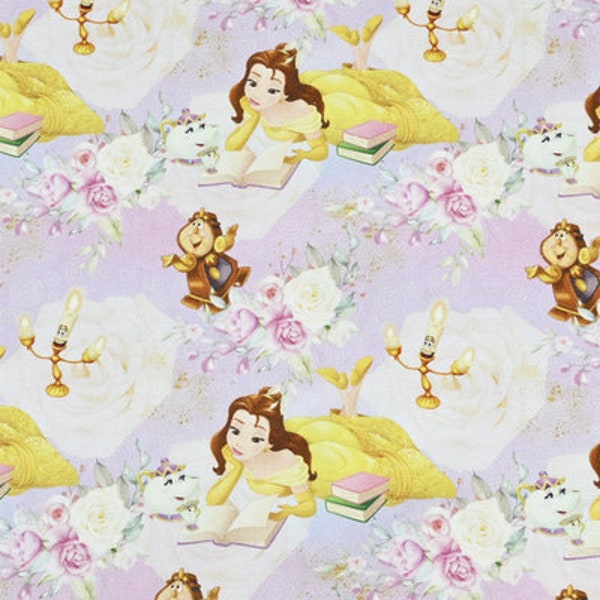 Disney Beauty and the Beast Fabric Princess Belle Fabric Coton Cartoon Fabric Animation Fabric By the Half Yard