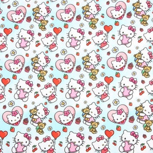 Hello Kitty Fabric Lucky kitty Fabric Cotton Cartoon Fabric Animation Fabric By the Half Yard