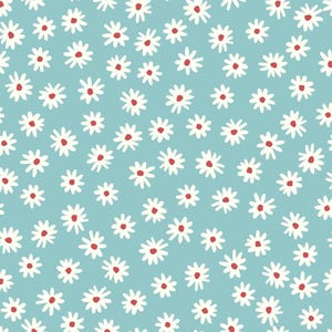 Blau & Pink Vintage Gänseblümchen Blumenmuster Stoff Reiner Baumwollstoff Halbe Hof