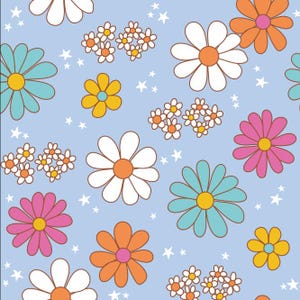 Tecido Blue Daisy Tecido Floral Daisy Tecido de Algodão Tecido de Algodão por Meio Metro