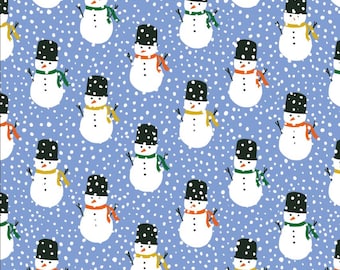Tissu coton hiver bonhomme de neige - Adorable bonhomme de neige en tissu dessin animé, mètre près