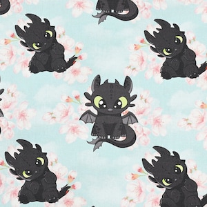 How to Train Your Dragon Fabric Night Fury Toothless Fabric Cotton Cartoon Fabric Animation Fabric By the Half Yard