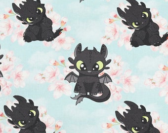 How to Train Your Dragon Fabric Night Fury Toothless Fabric Cotton Cartoon Fabric Animation Fabric By the Half Yard