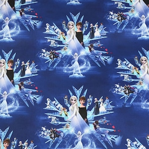 Disney Princess Elsa Anna Frozen Fabric Cotton Cartoon Fabric Animation Fabric By the Half Yard