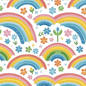 Spring Rainbow Pattern Cotton Fabric By The Half Yard