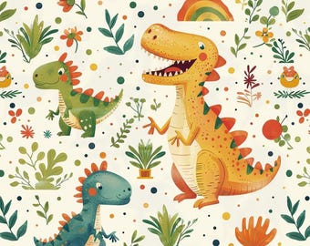 Niedlicher Dinosaurier Stoff Tyrannosaurus Rex Muster aus reiner Baumwolle