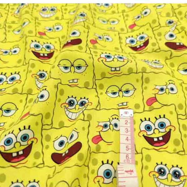 SpongeBob SquarePants Fabric SpongeBob Patrick Fabric Cotton Cartoon Fabric Animation Fabric By the Half Yard