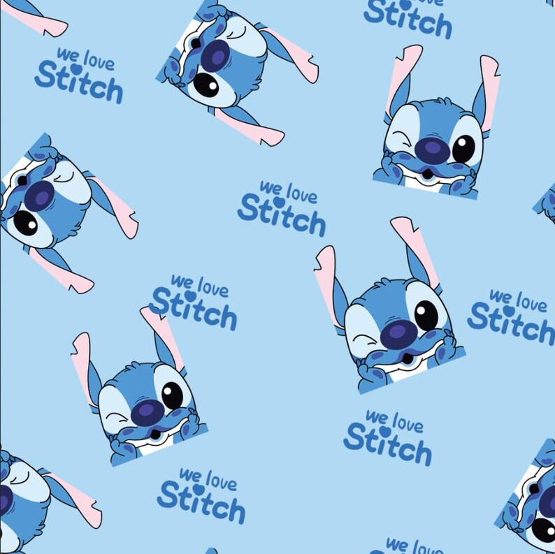 We Love Stitch Pattern Fabric Pure Cotton Fabric by the Half Yard - Etsy