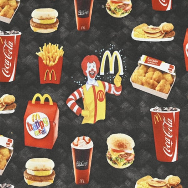 Fast Food Fabric Coca-Cola Fabric Burger French Fries Fabric Cotton Cartoon Fabric Animation Fabric By the Half Yard