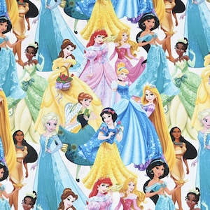 Disney Multi Princess Fabric Snow White Cinderella Ariel Jasmine Rapunzel Fabric Cotton Cartoon Fabric Animation Fabric By the Half Yard