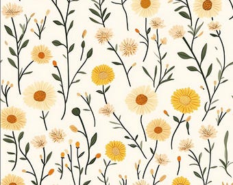 Eleganta maskrosblommor söta blommönster 100 % bomullstyg quilttyg på en halv meter