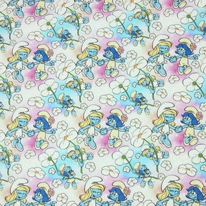 The Smurfs Fabric Smurfette Smurfblossom Stoff Baumwolle Cartoon Stoff Animation Stoff Um den halben Meter