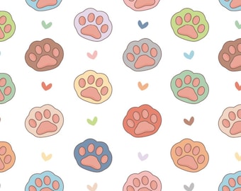 Cute Cat Paw Cartoon Cotton Fabric Cotton Cartoon Fabric Animation Fabric By the Half Yard