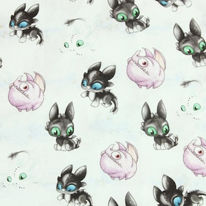 How to Train Your Dragon Fabric Night Fury Toothless Fabric Cotton Cartoon Fabric Animation Fabric By the Half Yard