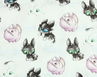 How to Train Your Dragon Fabric Night Fury Toothless Fabric Cotton Cartoon Fabric Animation Fabric By the Half Yard