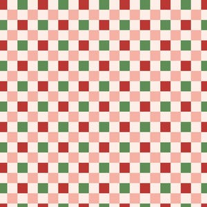 Pink & Green Christmas Checkered Pattern Cotton  Fabric Pure Cotton Fabric Sold By Half Yard