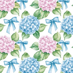 Hydrangea And Bow Pattern Pure Cotton Fabric Cartoon Fabric Quilting Fabric By the Half Yard