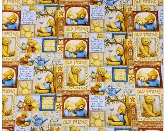 Teddy Bear Fabric Cotton Cartoon Fabric Animation Fabric By the Half Yard