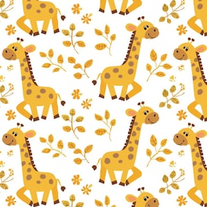 Interesting Giraffe Pattern Cotton Fabric - Happy Giraffe Pattern Fabric Animal Cartoon Cotton Fabric By The Half Yard