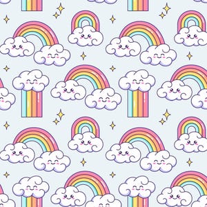 Rainbow Cartoon Pattern Smile Rainbow Fabric Cotton Fabric By The Half Yard