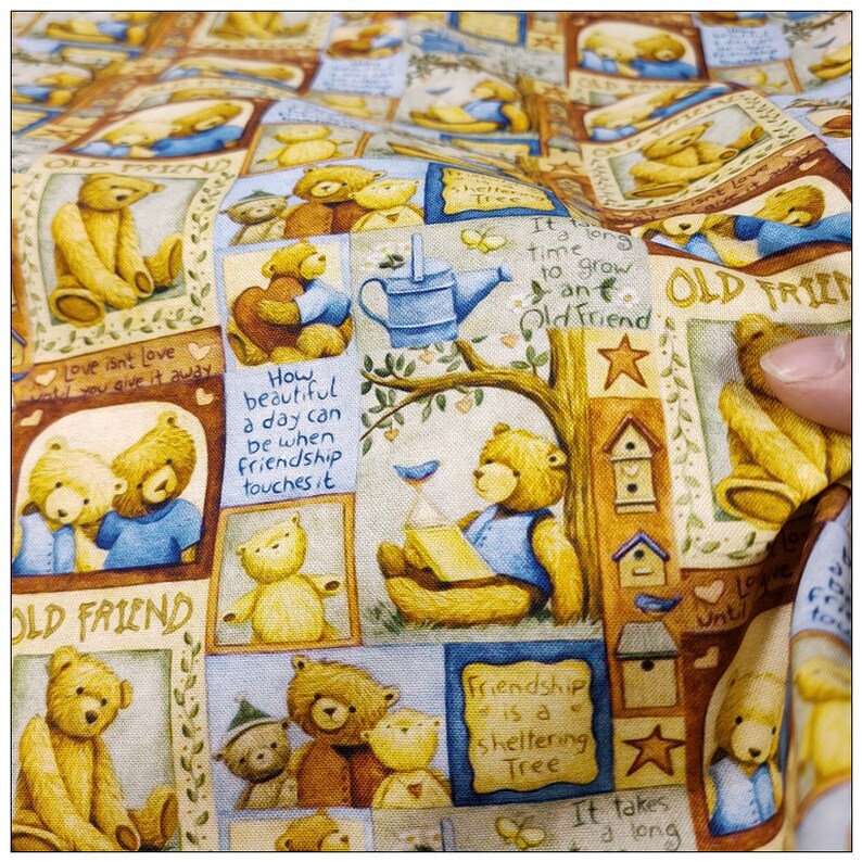 Teddy Bear Fabric Cotton Cartoon Fabric Animation Fabric by the Half