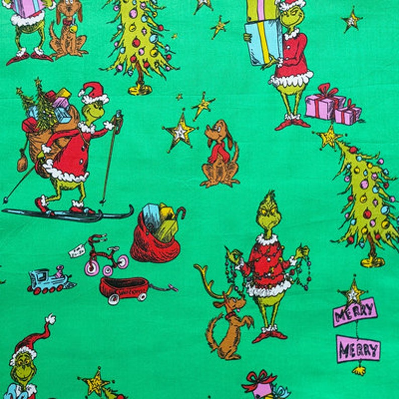 The Grinch Christmas Fabric Cotton Cartoon Fabric Animation Fabric by